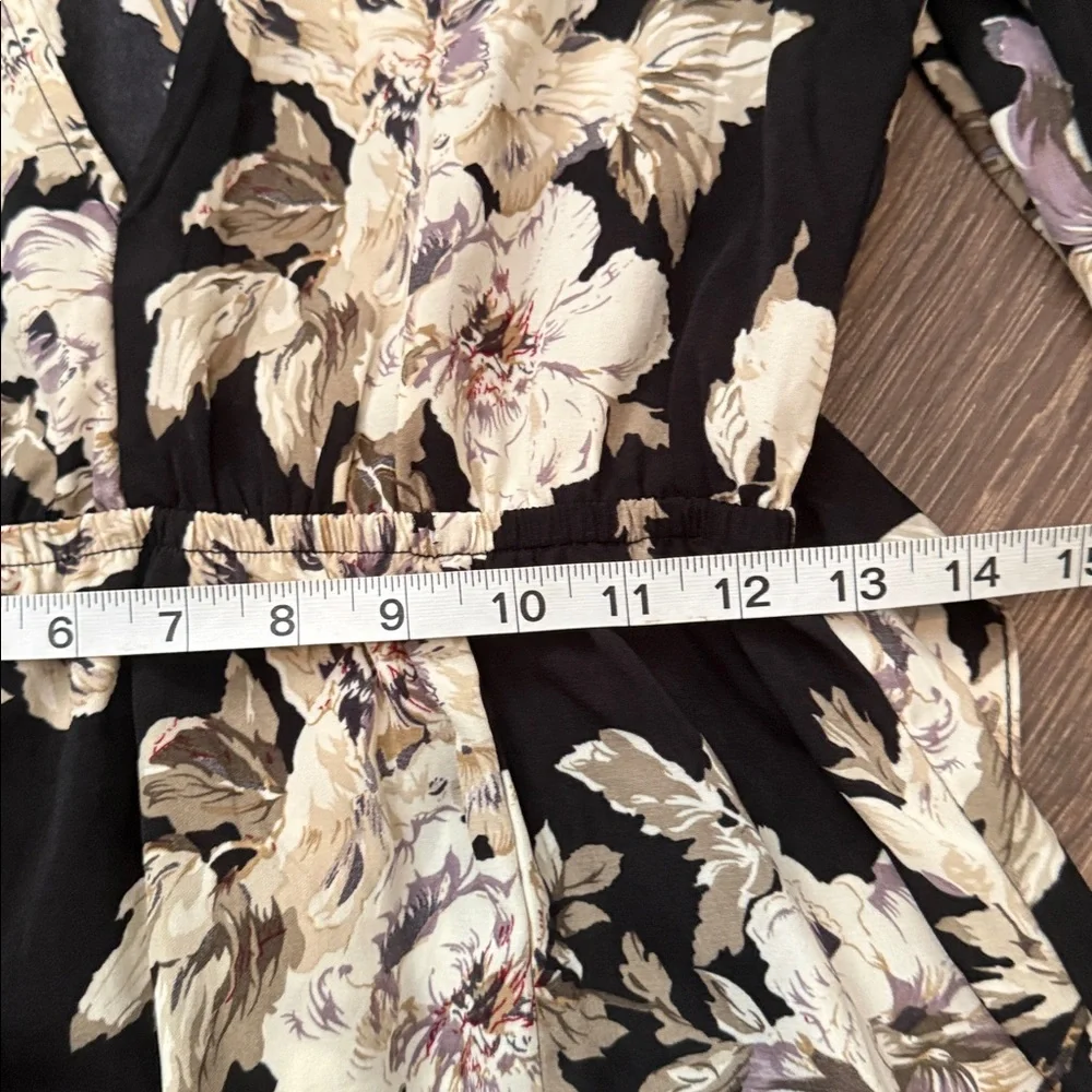 Rokoko by Dazz Floral Black and Cream Wrap Longsleeve Dress - Picture 3 of 6